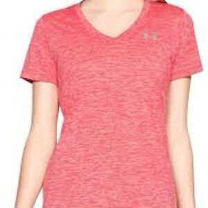 Under Armour Women's Heather Coral V-Neck Short Sleeve Tee